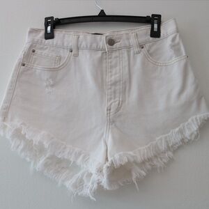 BDG White Jean Shorts Relaxed Fit Distressed